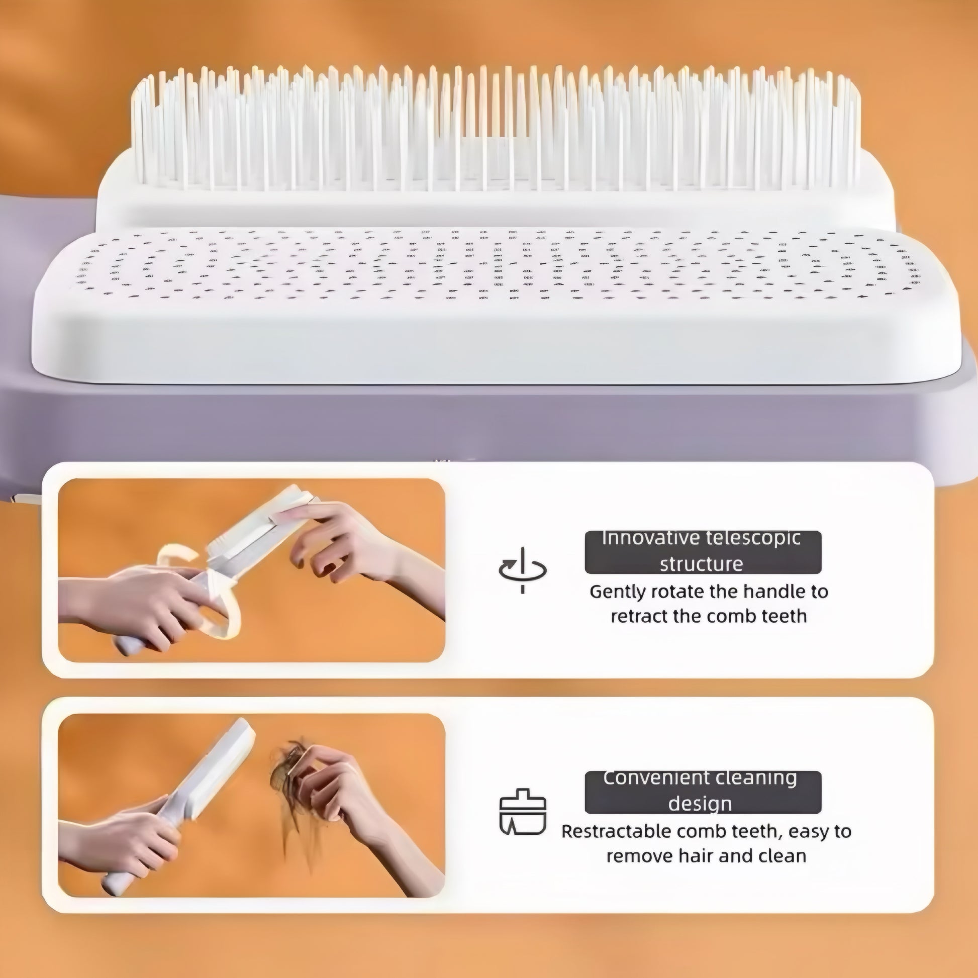 Selvrensende Roterende Hårbørste med Løftekam